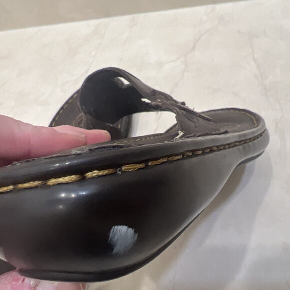 Born Women Size 7 Brown Handcrafted Leather Flip Flop Sandal Thong EUC - Picture 4 of 8